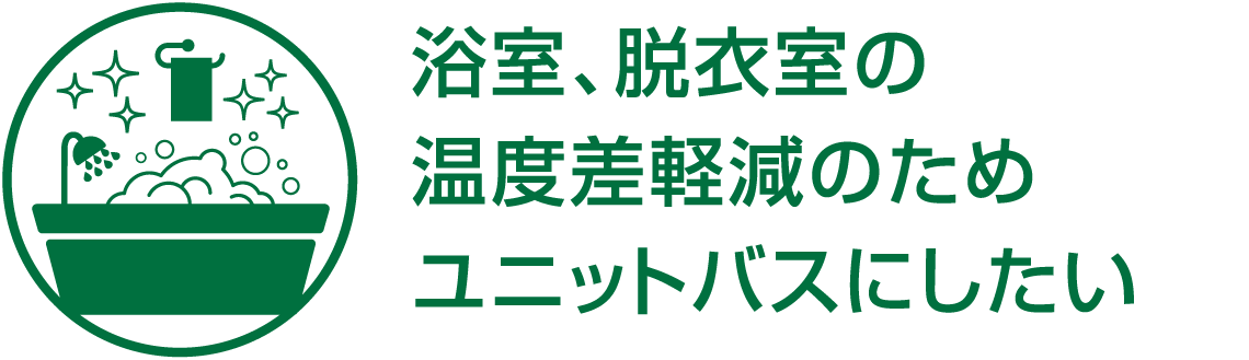 浴室、脱衣室の温度差軽減のためユニットバスにしたい